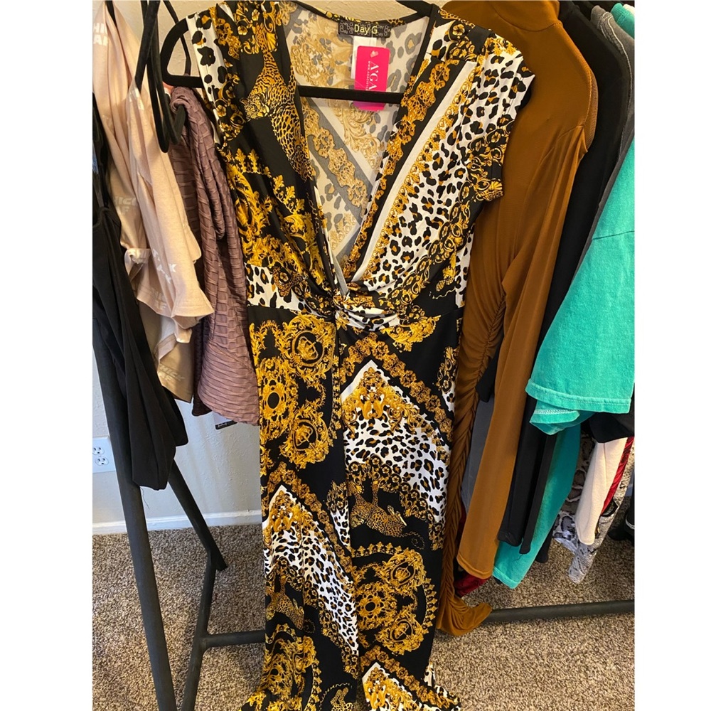 Versace inspired romper with low V-cut